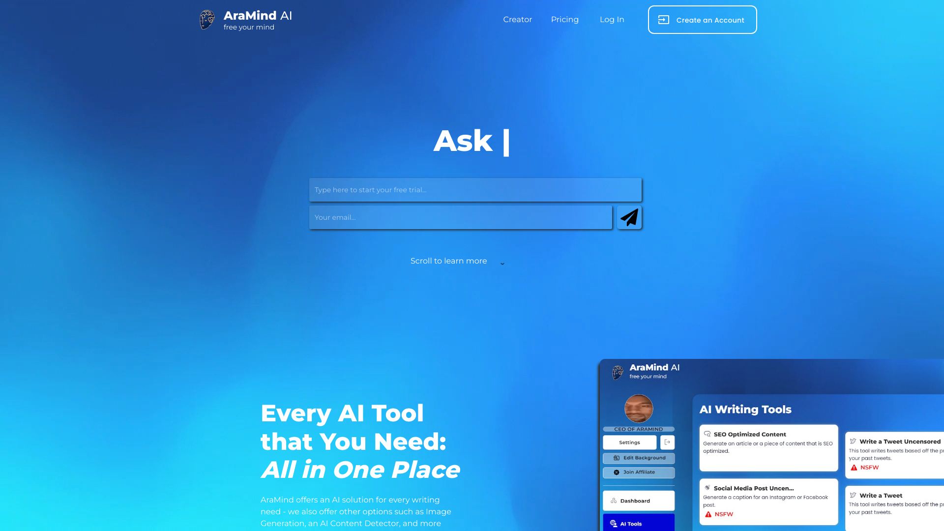 AraMind AI: Отключете неограничен потенциал с решения за писане, задвижвани от AI