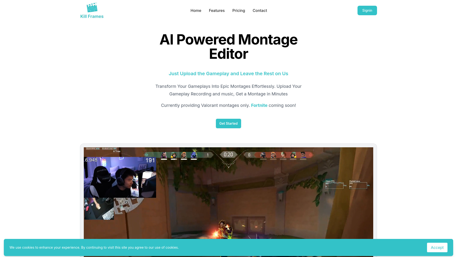 Kill Frames : Créateur de montages Valorant alimenté par l'IA